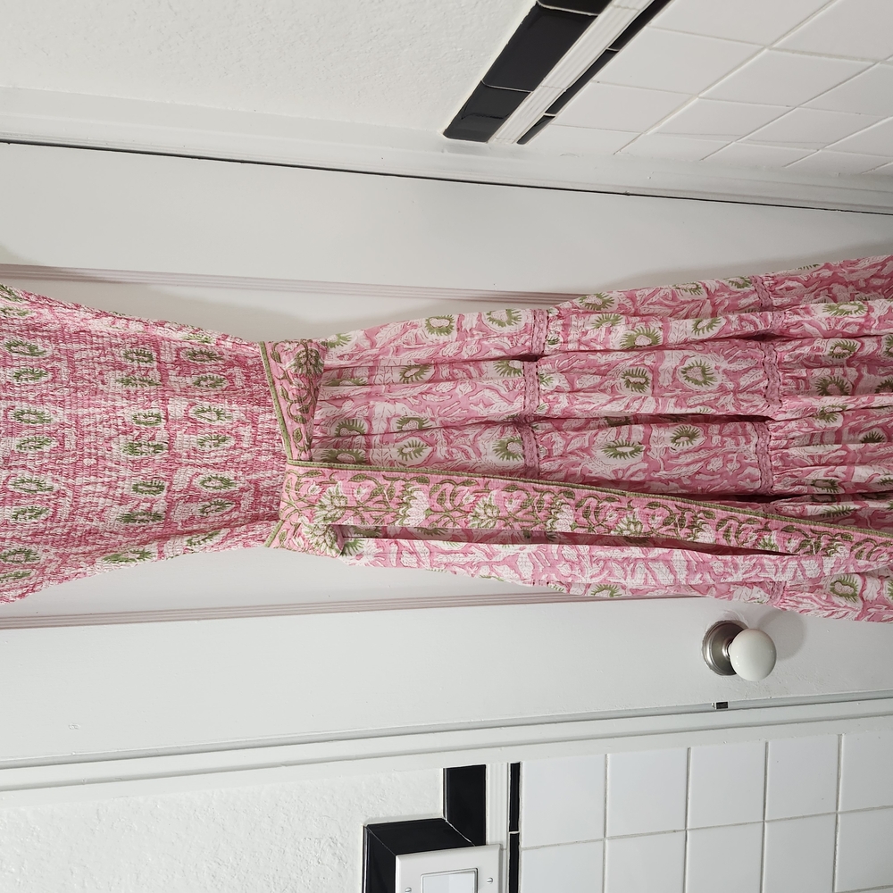 BELL PINK AND GREEN Cotton DRESS!